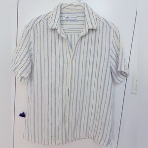 Zara White Casual Button Down Shirt